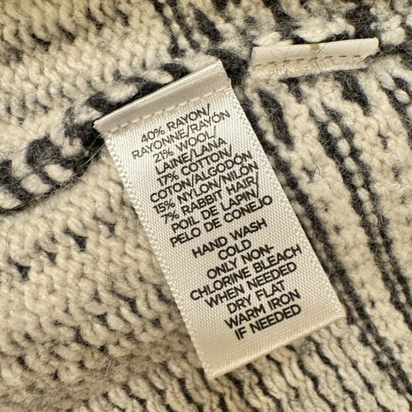 Loft - Wool Blend Patchwork Knit Sweater Jacket in Black & Ivory - Picture 4 of 9